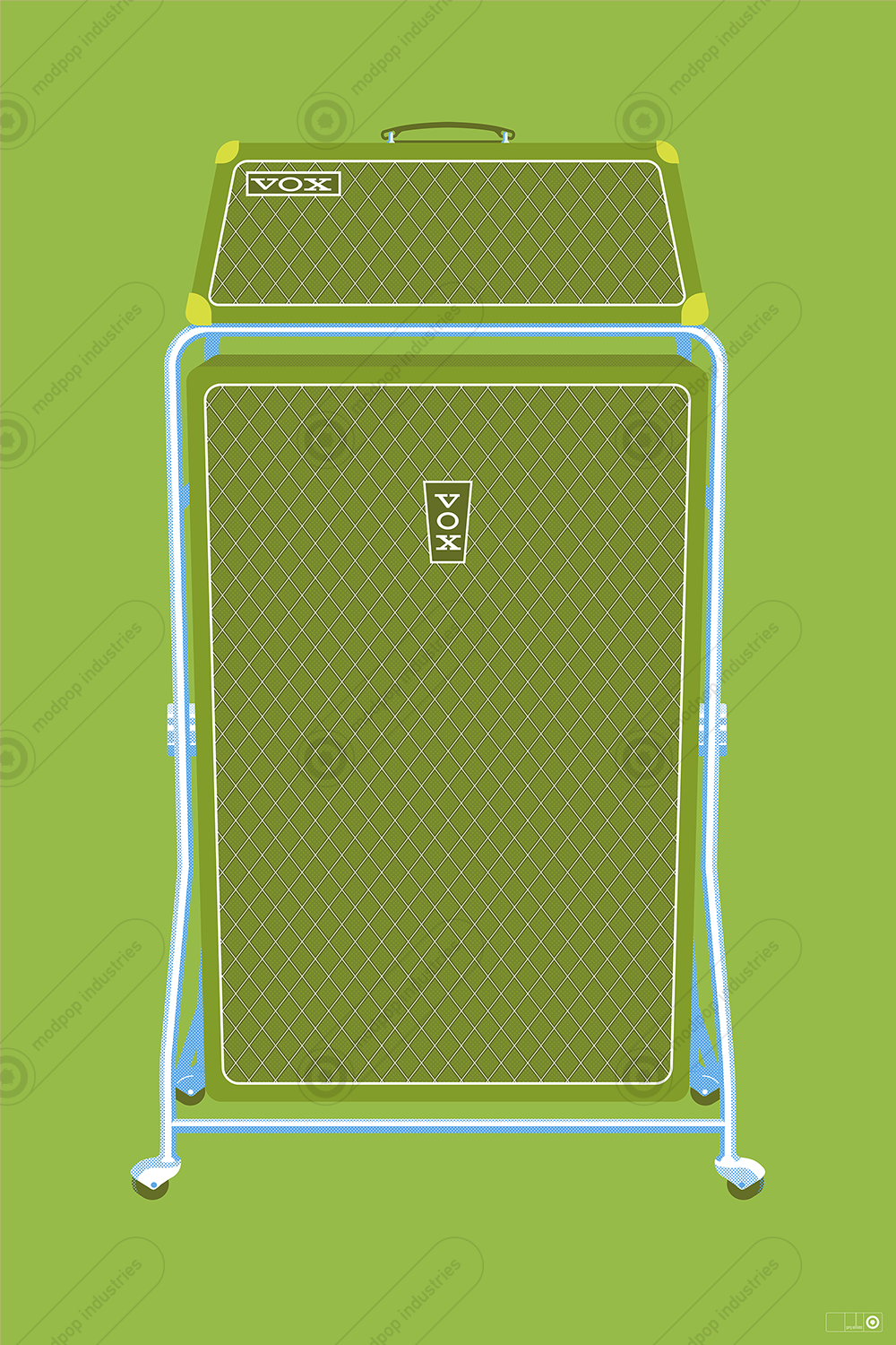 Vox Super-Beatle Amp in yellow, green, blue and [ink (new!)