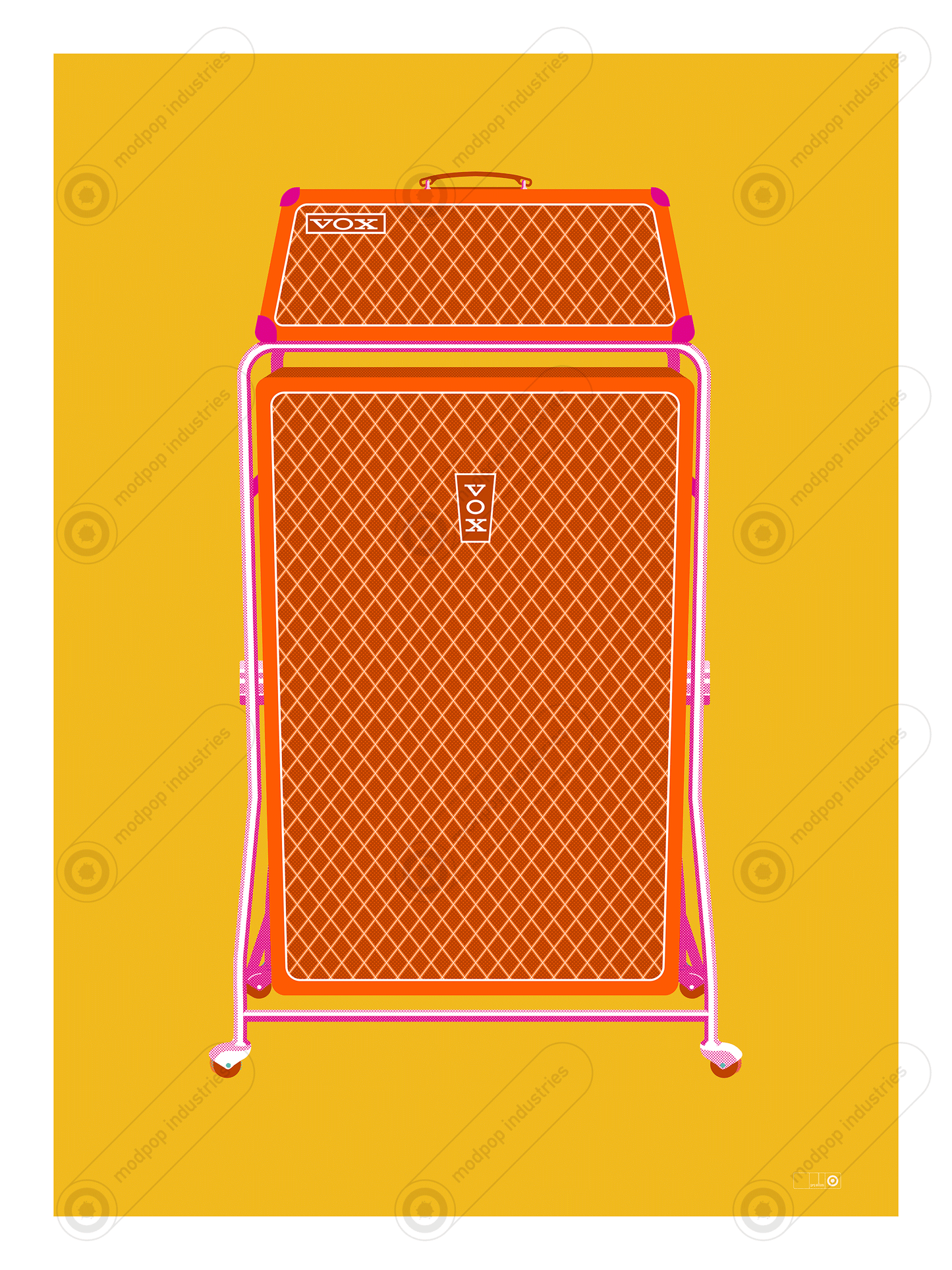 Vox Super-Beatle Amp in yellow, green, blue and [ink (new!)