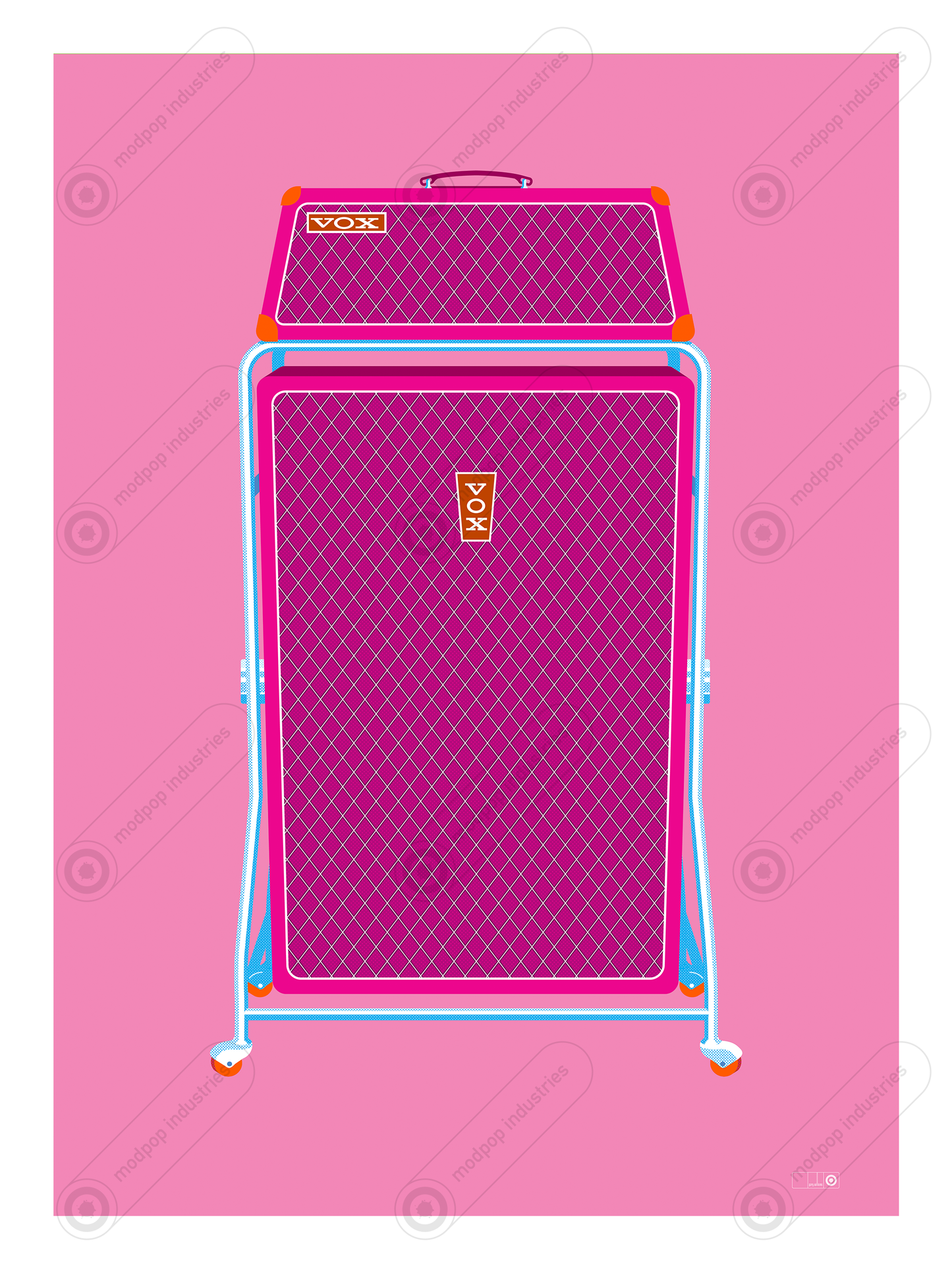 Vox Super-Beatle Amp in yellow, green, blue and [ink (new!)