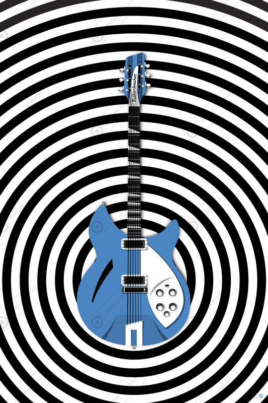 Rickenbacker 330 Op in orange, blue and green