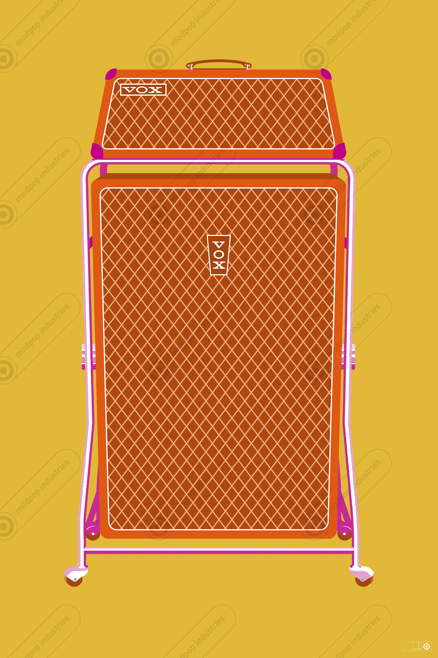 Vox Super-Beatle Amp in yellow, green, blue and [ink (new!)