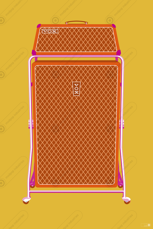 Vox Super-Beatle Amp in yellow, green, blue and [ink (new!)