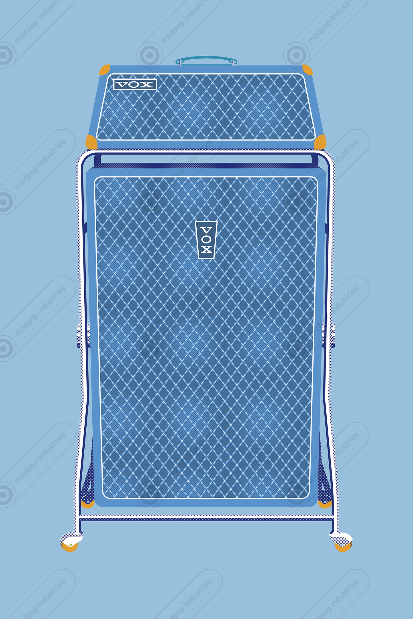 Vox Super-Beatle Amp in yellow, green, blue and [ink (new!)