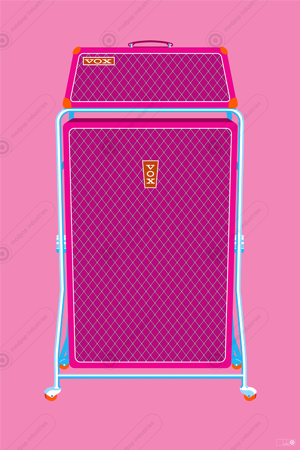Vox Super-Beatle Amp in yellow, green, blue and [ink (new!)